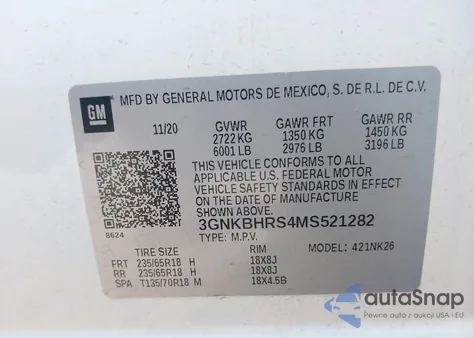 2021 Chevrolet Blazer Awd 2Lt from USA, damaged, VIN 3GNKBHRS4MS521282